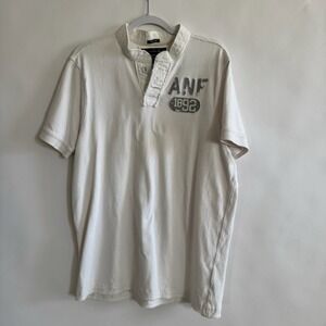 Abercrombie & Fitch White Muscle Shirt Short Sleeve Henley Logo Patch XXL y2k 90